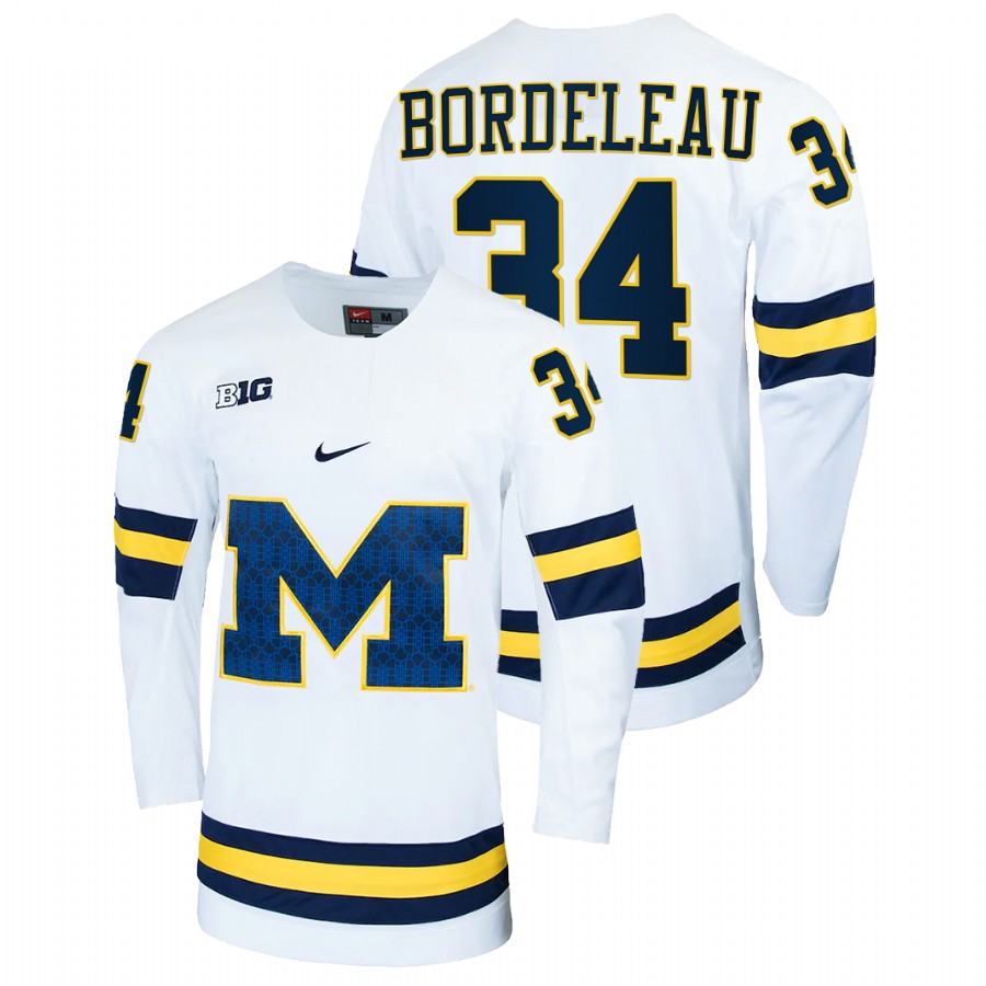 Michigan Wolverines Thomas Bordeleau College Hockey Replica Jersey White
