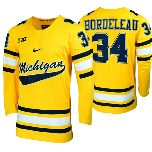 Michigan Wolverines Thomas Bordeleau Replica College Hockey Jersey Maize