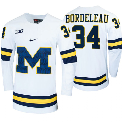 Michigan Wolverines Thomas Bordeleau Replica College Hockey Jersey White