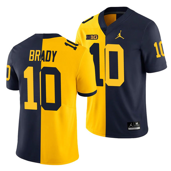 Michigan Wolverines Tom Brady 10 Maize Navy Split Edition Honorary Alumni Jersey Men