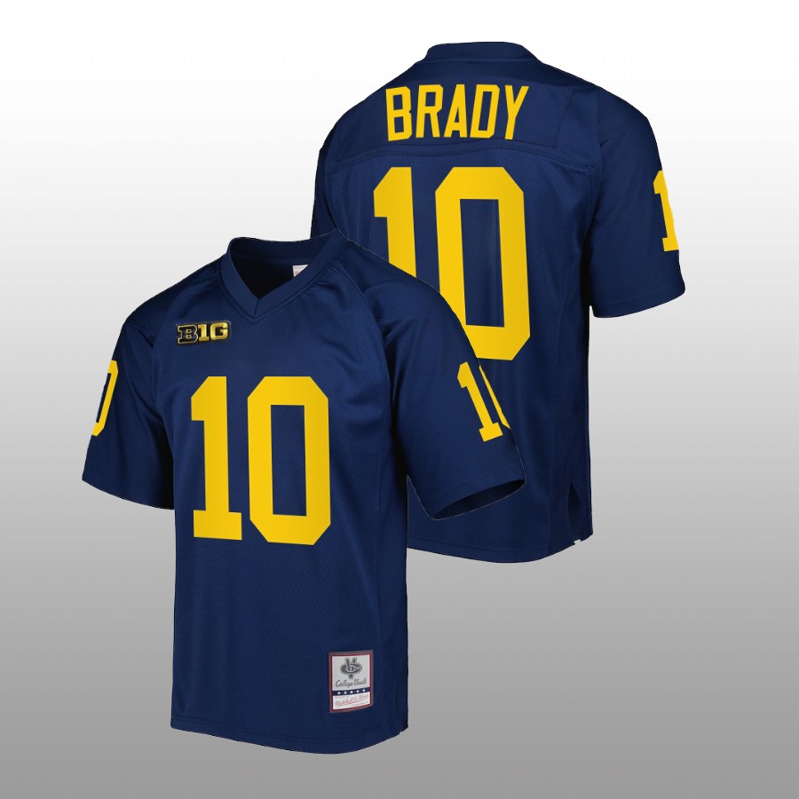 Michigan Wolverines Tom Brady Authentic Football Navy Jersey Mitchell Ness