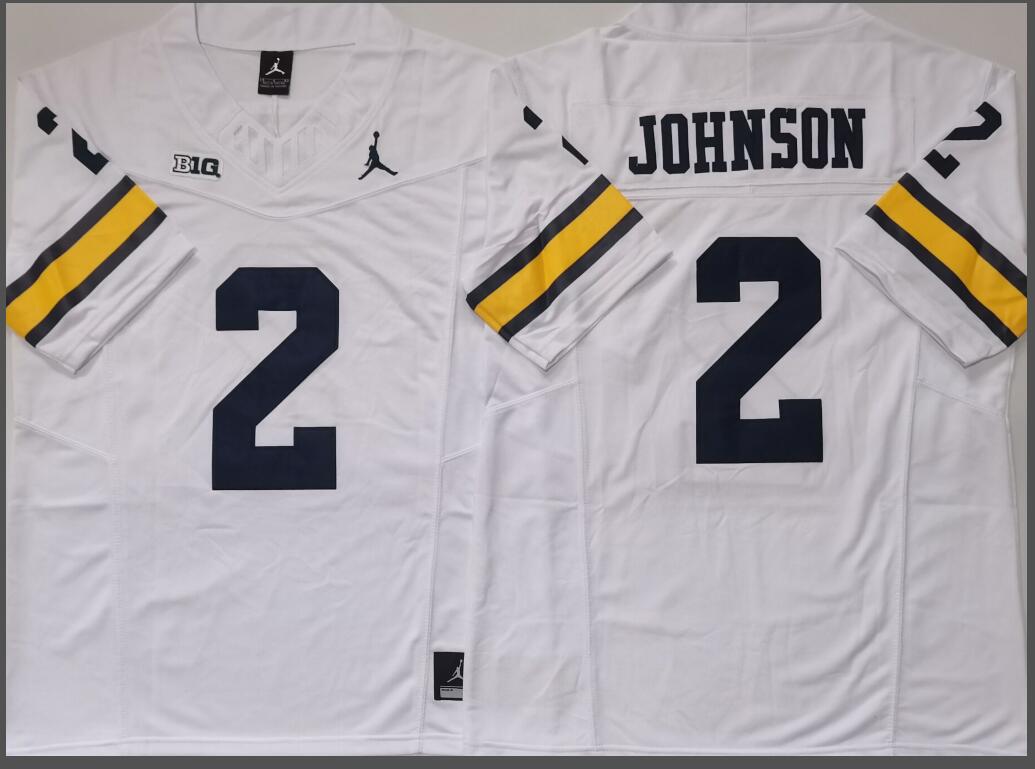 Michigan Wolverines White #2 JOHNSON Jersey
