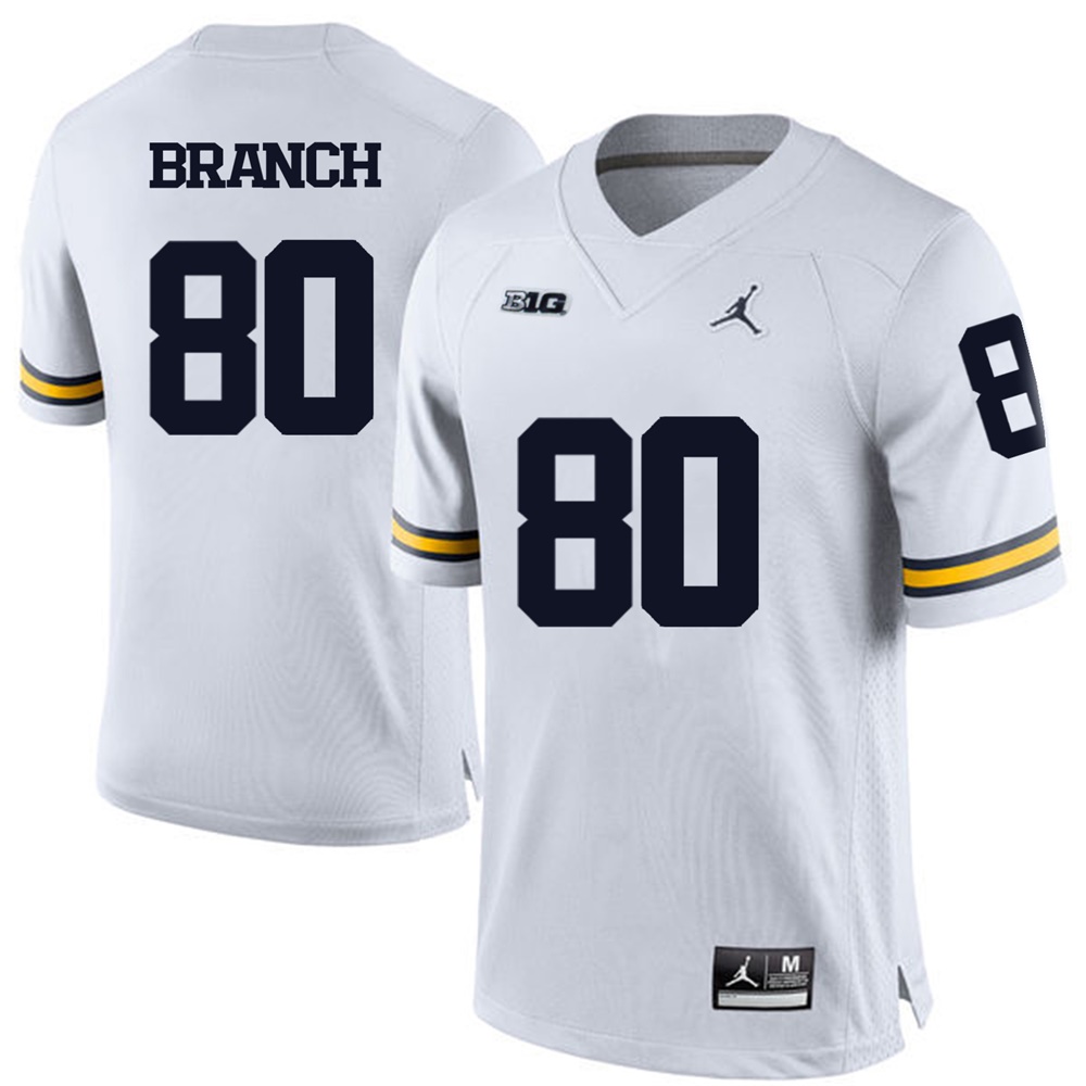 Michigan Wolverines White Alan Branch Football Jersey