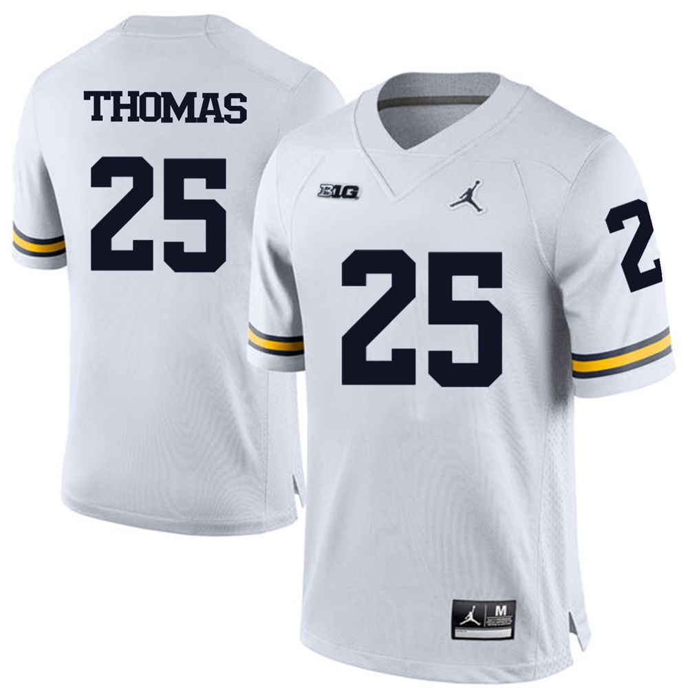 Michigan Wolverines White Dymonte Thomas Football Jersey