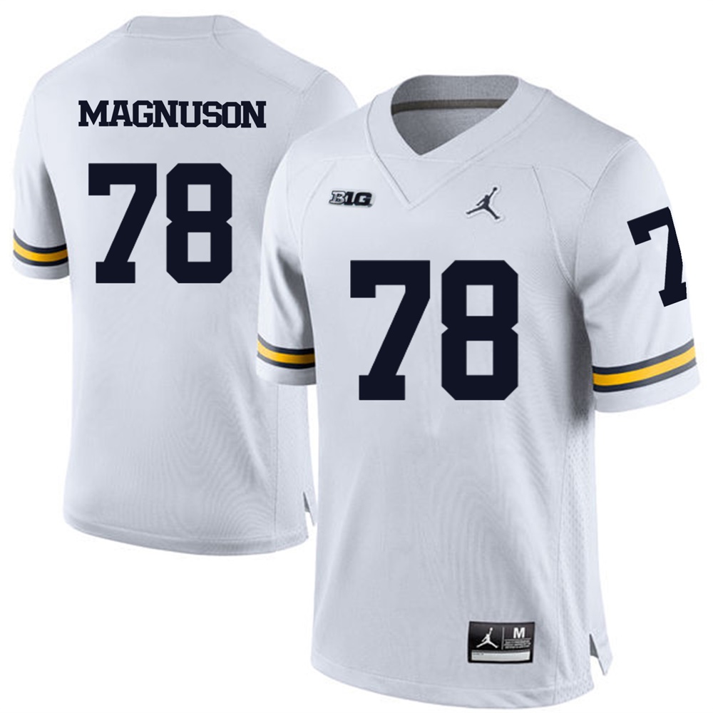 Michigan Wolverines White Erik Magnuson Football Jersey