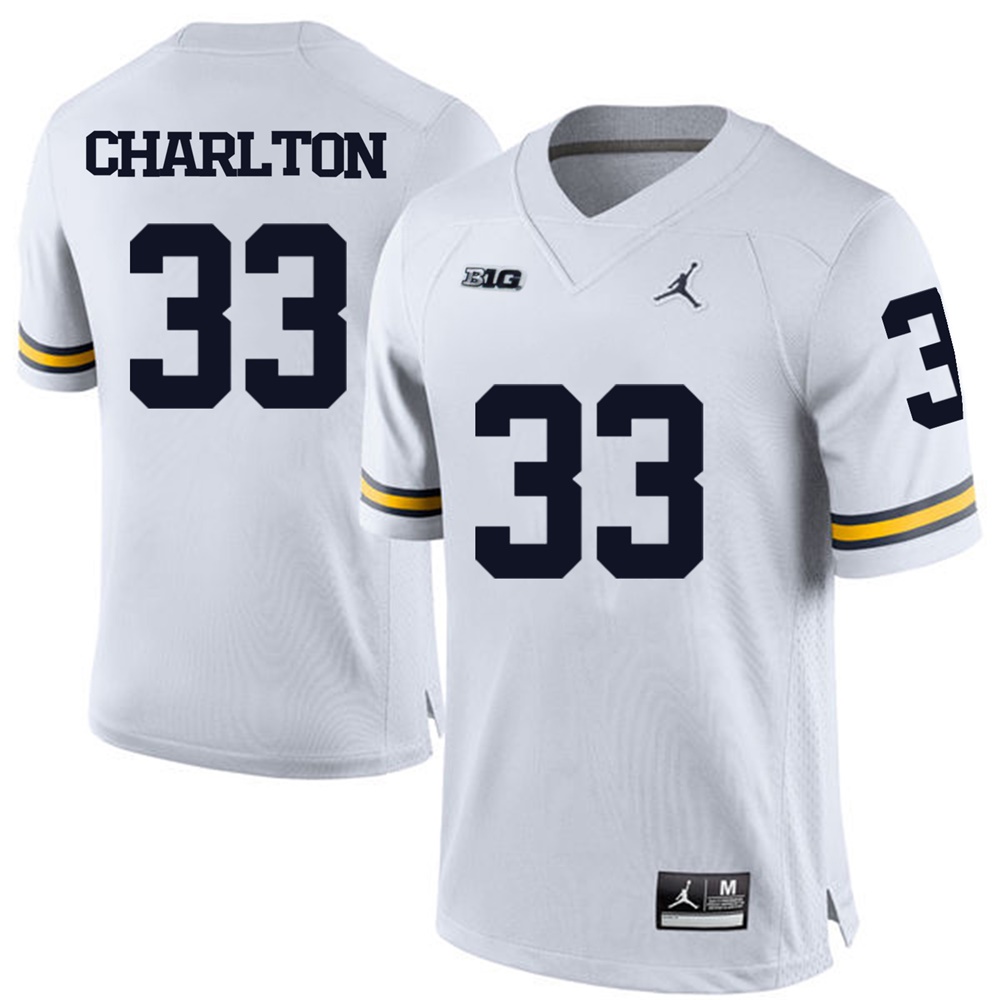 Michigan Wolverines White Taco Charlton Football Jersey