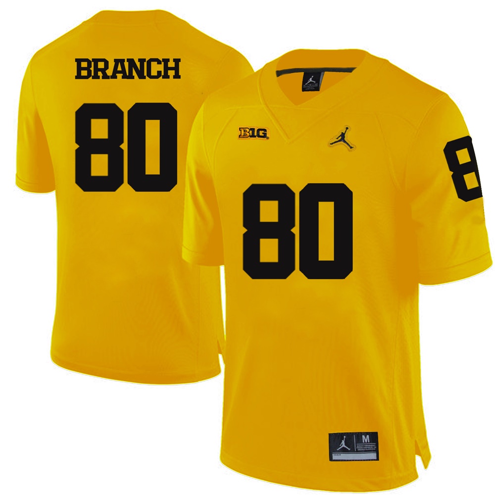 Michigan Wolverines Yellow Alan Branch Football Jersey