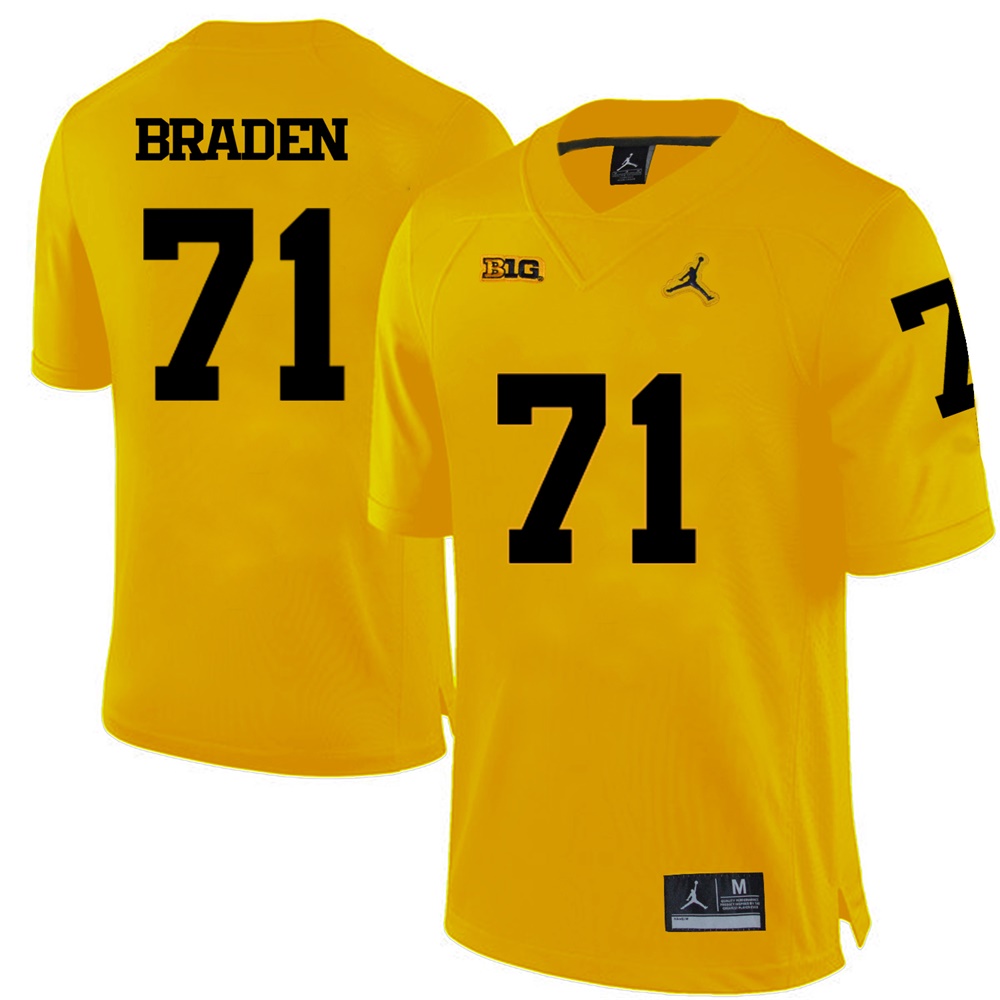 Michigan Wolverines Yellow Ben Braden Football Jersey