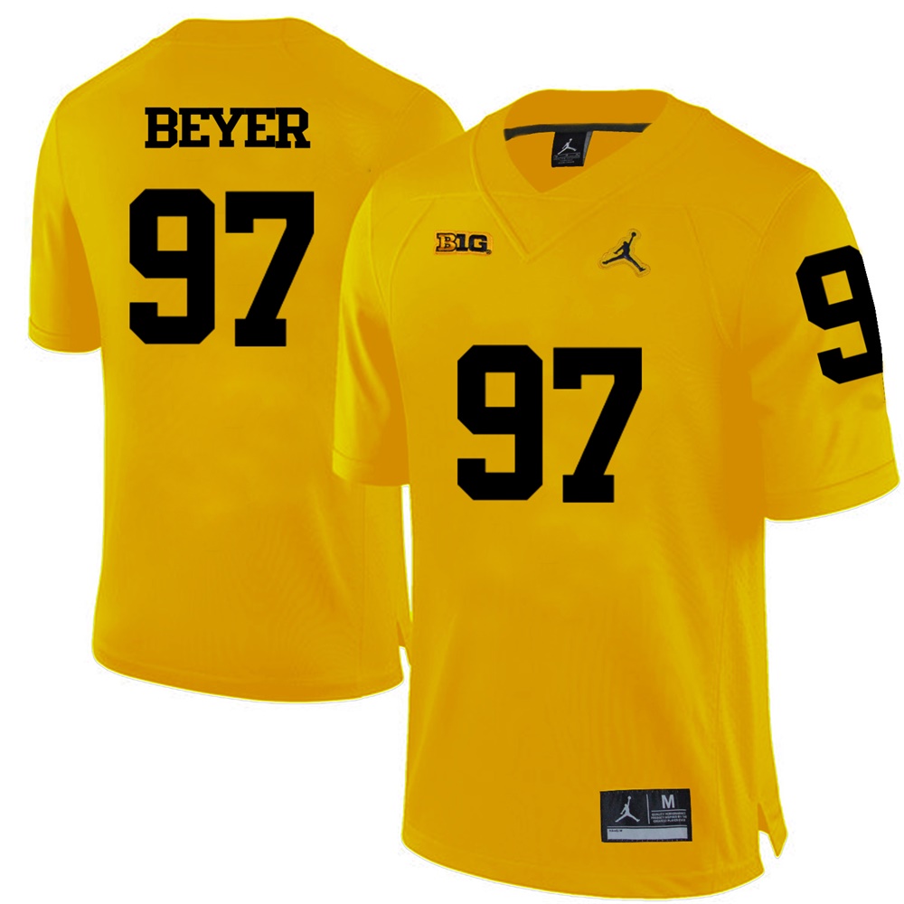 Michigan Wolverines Yellow Brennen Beyer Football Jersey