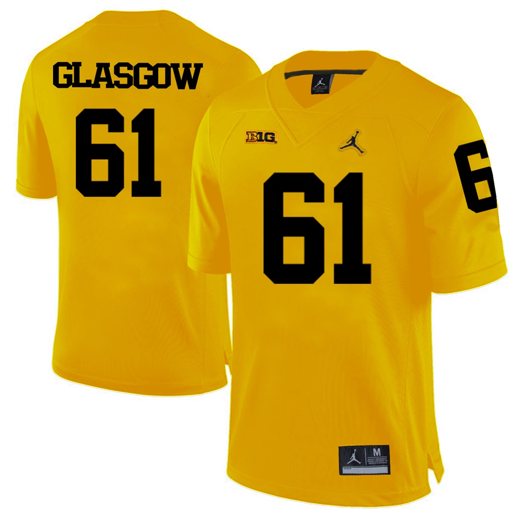Michigan Wolverines Yellow Graham Glasgow Football Jersey