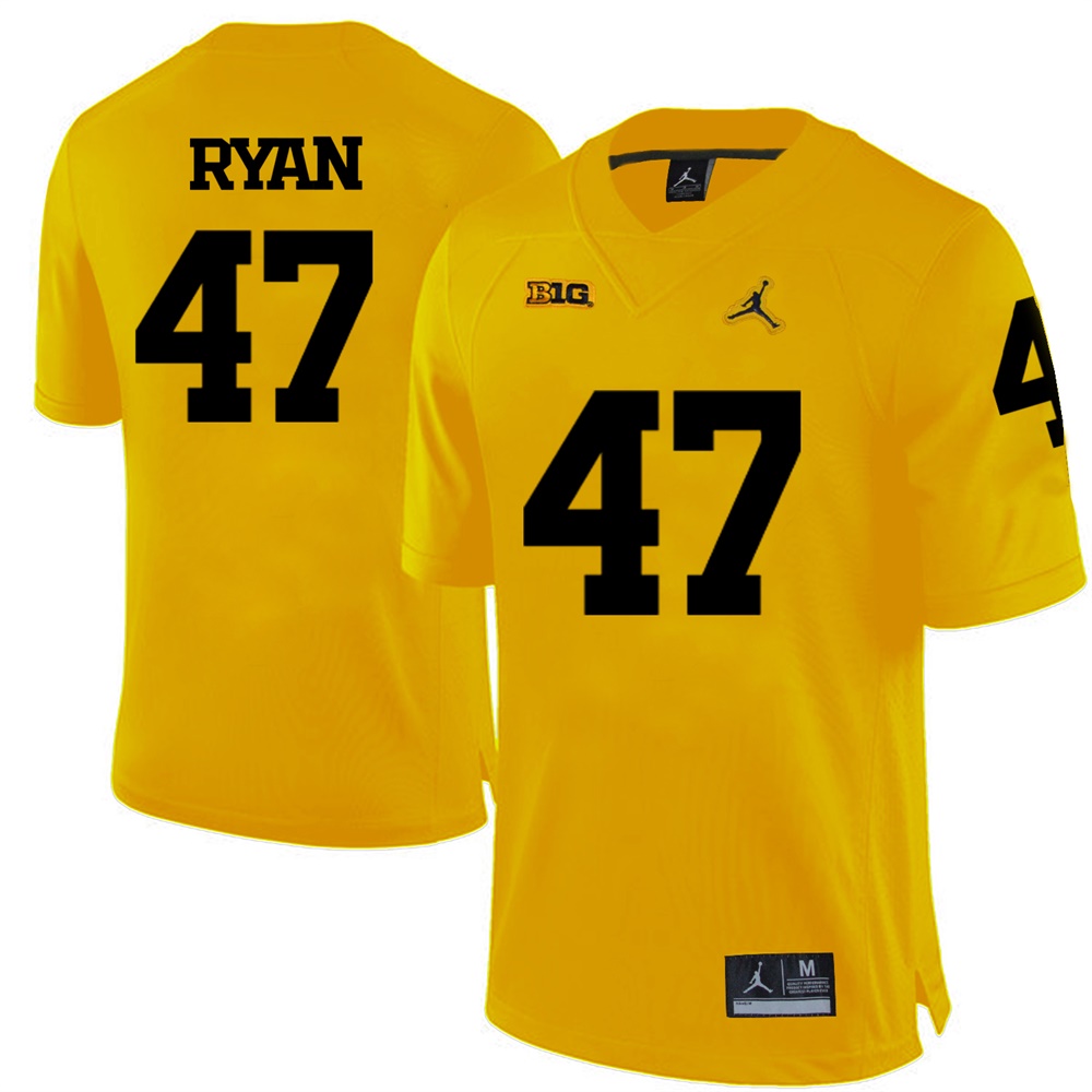 Michigan Wolverines Yellow Jake Ryan Football Jersey