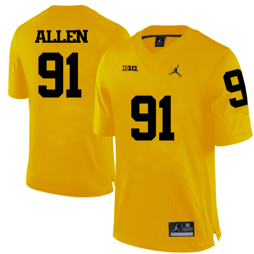 Michigan Wolverines Yellow Kenny Allen Football Jersey
