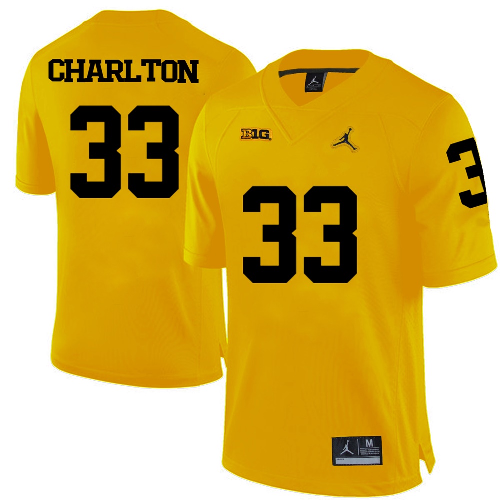 Michigan Wolverines Yellow Taco Charlton Football Jersey