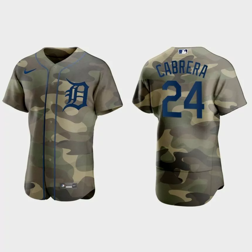 Miguel Cabrera Detroit Tigers 2021 National Armed Forces Day Authentic Jersey – Camo