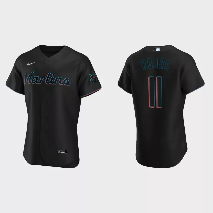 Miguel Rojas Miami Marlins Authentic Alternate Jersey – Black的副本