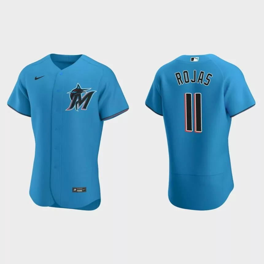 Miguel Rojas Miami Marlins Authentic Alternate Jersey – Blue的副本