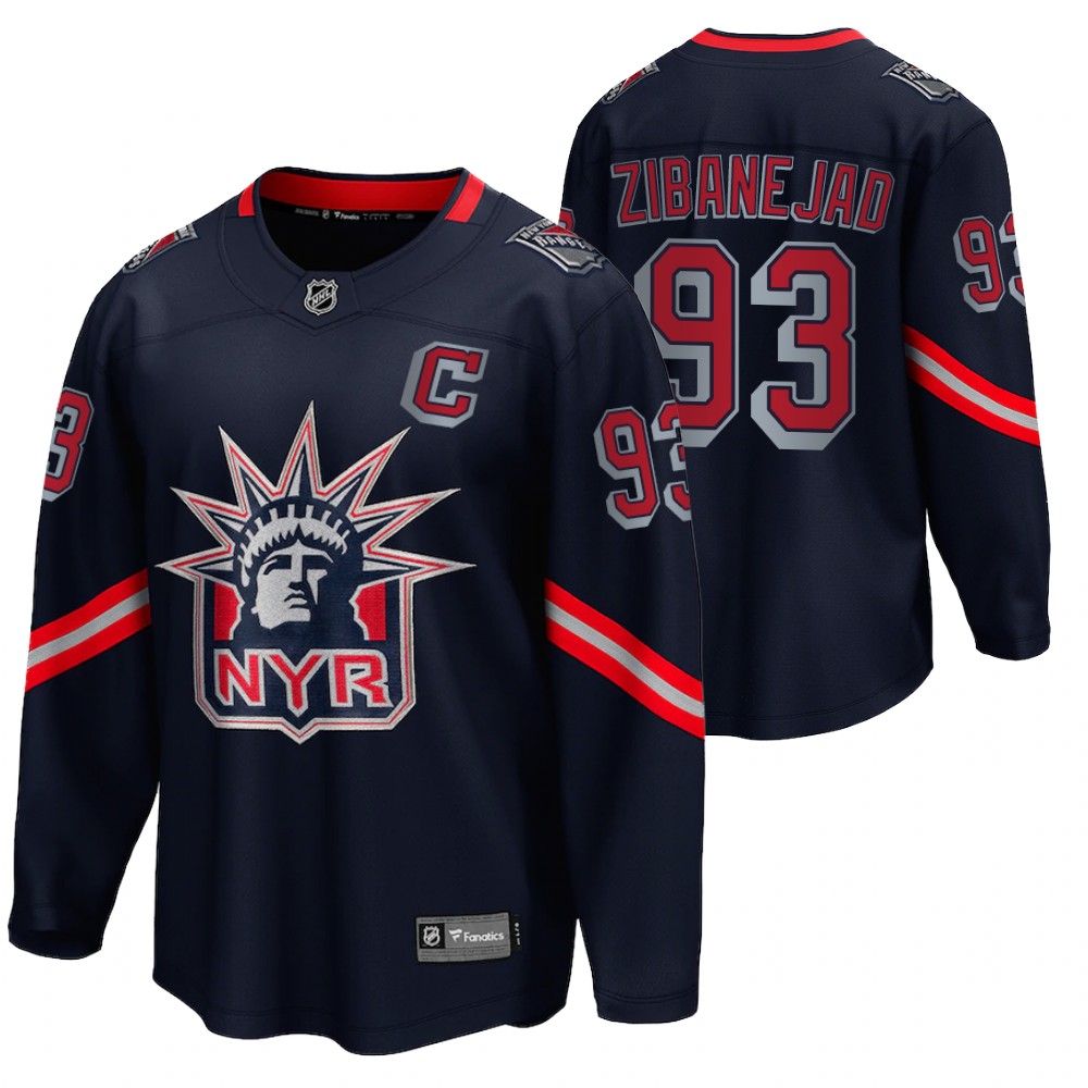 Mika Zibanejad New York Rangers 2021 Special Edition Navy Men Jersey Reverse Retro