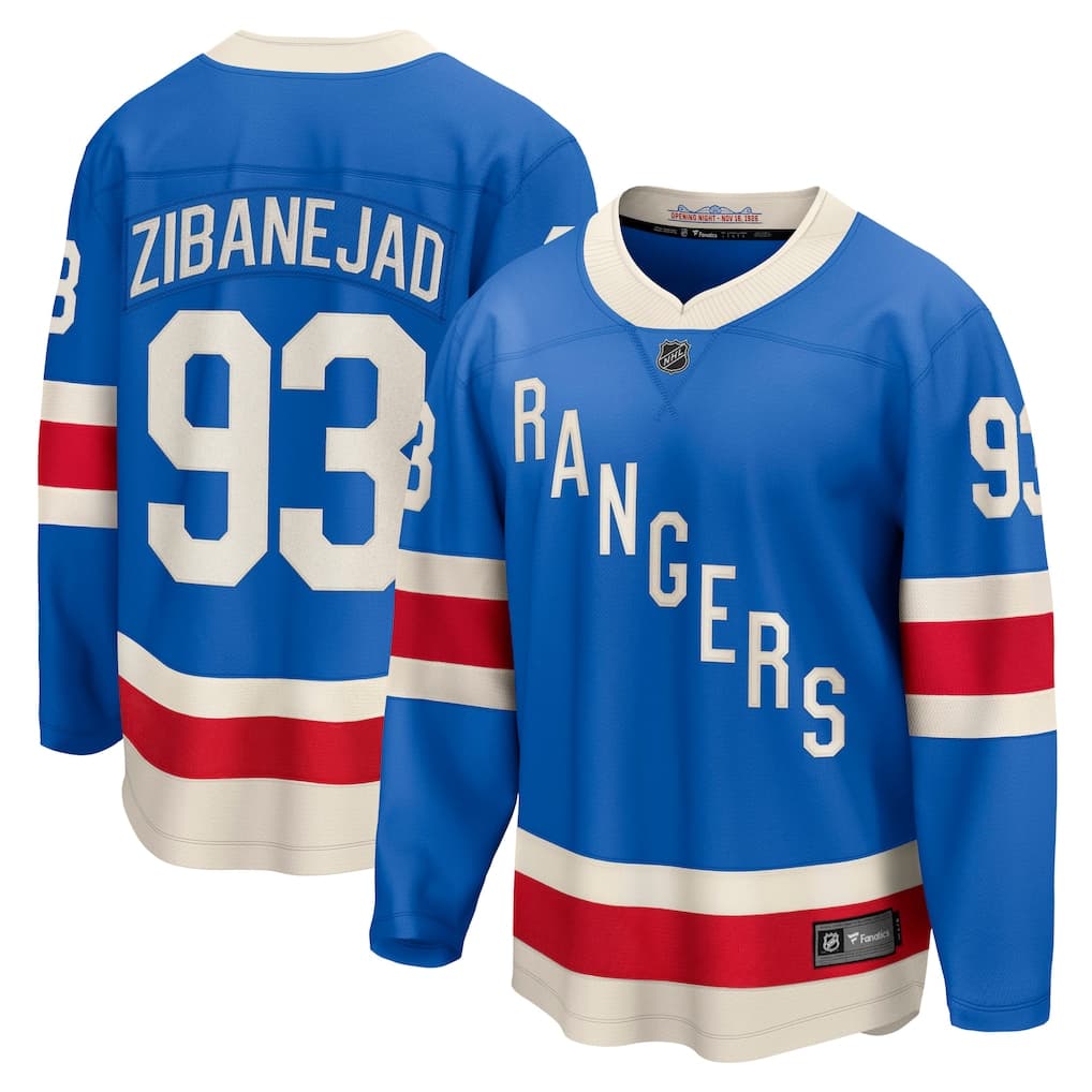 Mika Zibanejad New York Rangers Fanatics Centennial Breakaway Jersey - Blue Mika Zibanejad New York Rangers Fanatics Centennial Breakaway Jersey - Blue
