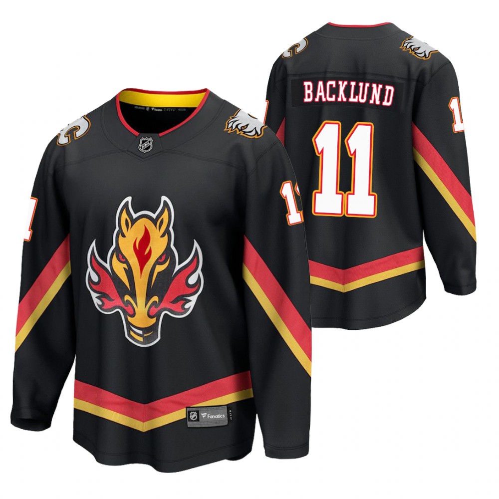 Mikael Backlund Flames 2021 Reverse Retro Black Jersey Special Edition