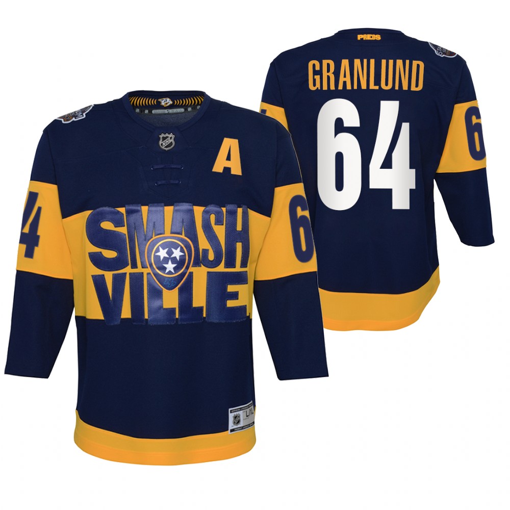 Mikael Granlund Nashville Predators Navy 2022 Stadium Series Youth Jersey Primegreen Authentic