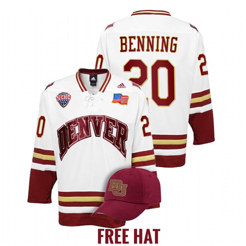 Mike Benning College Hockey Denver Pioneers White Jersey