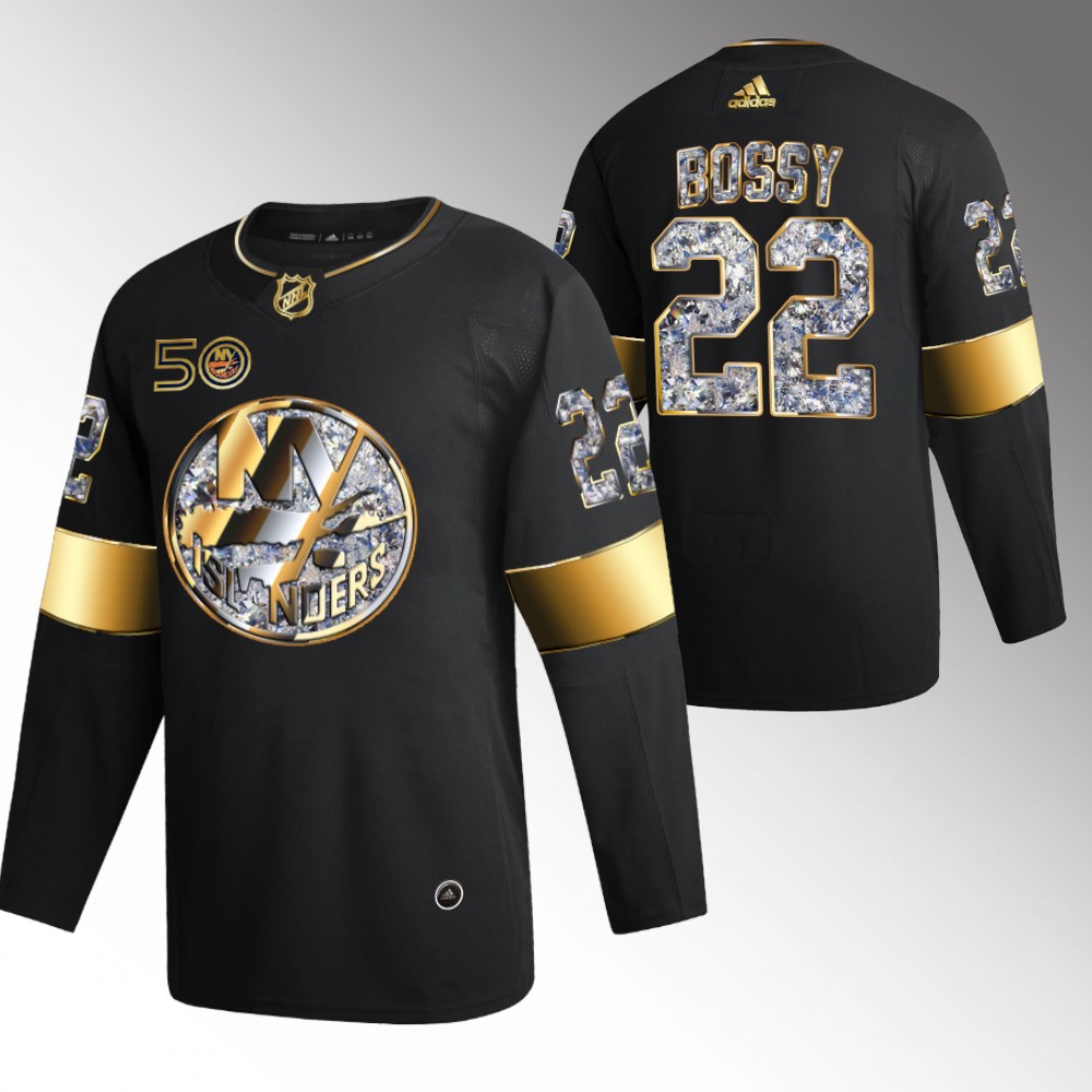Mike Bossy Islanders #22 Black 50th Anniversary Golden Diamond Jersey