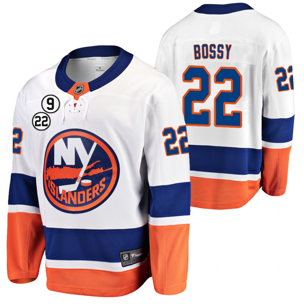 Mike Bossy Islanders NO.22 Patch Jersey White Honor Bossy