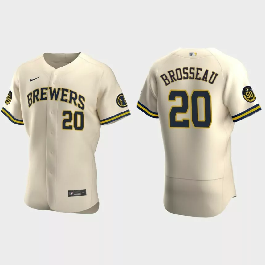 Mike Brosseau Milwaukee Brewers Authentic Alternate Jersey – Cream