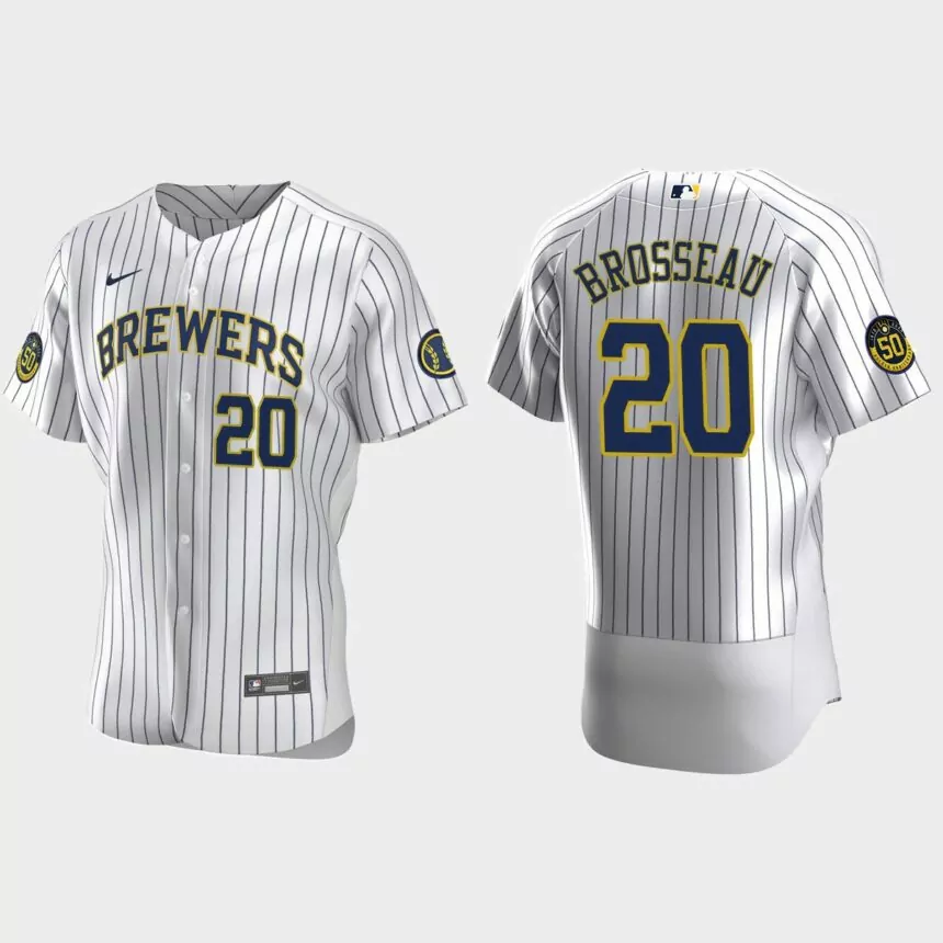 Mike Brosseau Milwaukee Brewers Authentic Home Jersey – White
