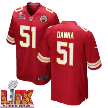 Mike Danna No 51 Men Super Bowl LIX Kansas City Chiefs Home Game 2025 Jersey- Replica