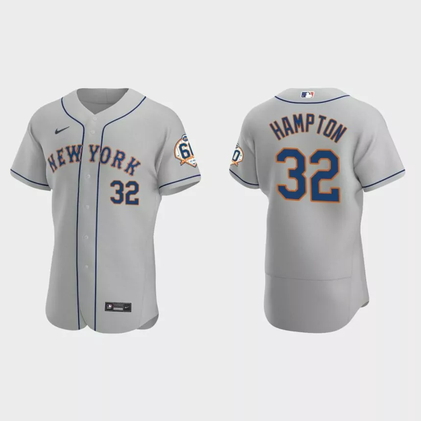 Mike Hampton New York Mets 60th Anniversary Road Authentic Jersey – Gray