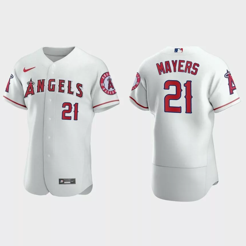 Mike Mayers #21 Los Angeles Angels Authentic Home Jersey – White