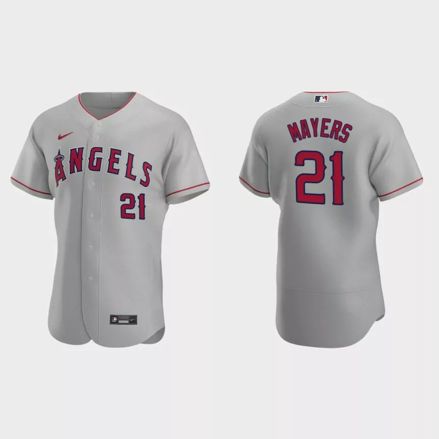 Mike Mayers #21 Los Angeles Angels Authentic Road Jersey – Gray