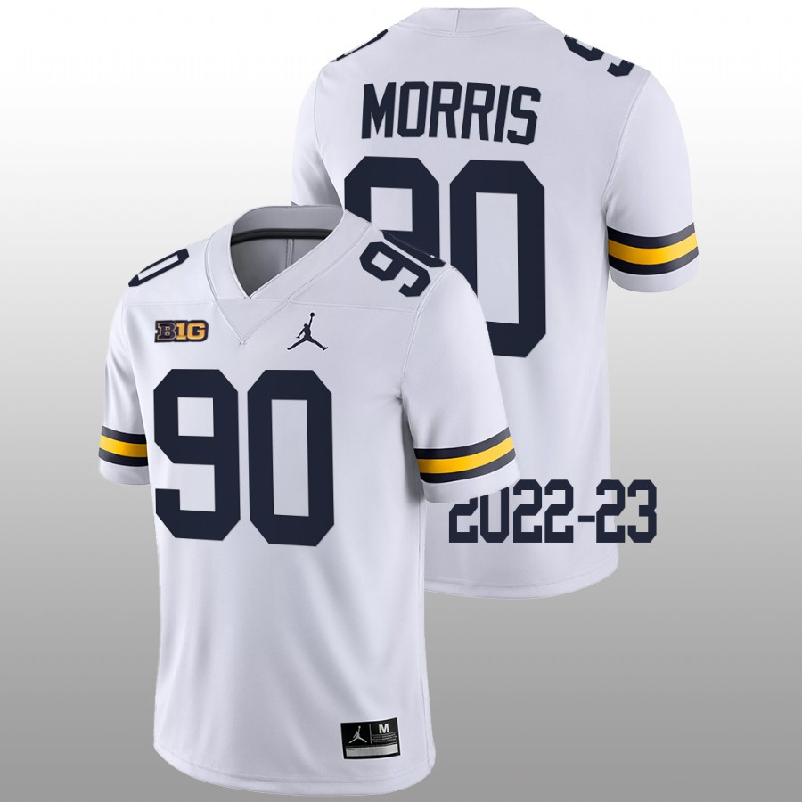 Mike Morris Michigan Wolverines White 2022-23 College Football Game Jersey