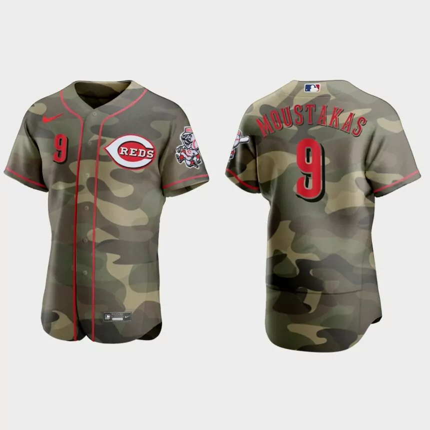 Mike Moustakas Cincinnati Reds 2021 National Armed Forces Day Authentic Jersey – Camo