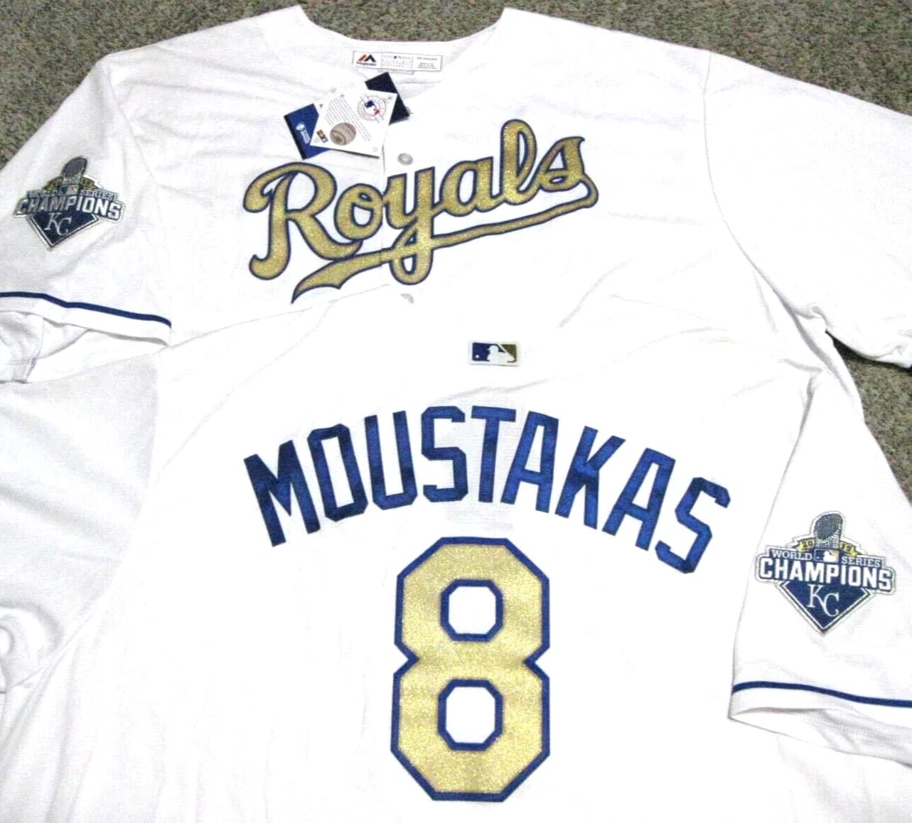 Mike Moustakas KC Royals Men's   2015 World Series Majestic Cool Base Jersey