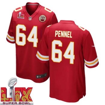 Mike Pennel No 64 Men Super Bowl LIX Kansas City Chiefs Home Game 2025 Jersey- Replica