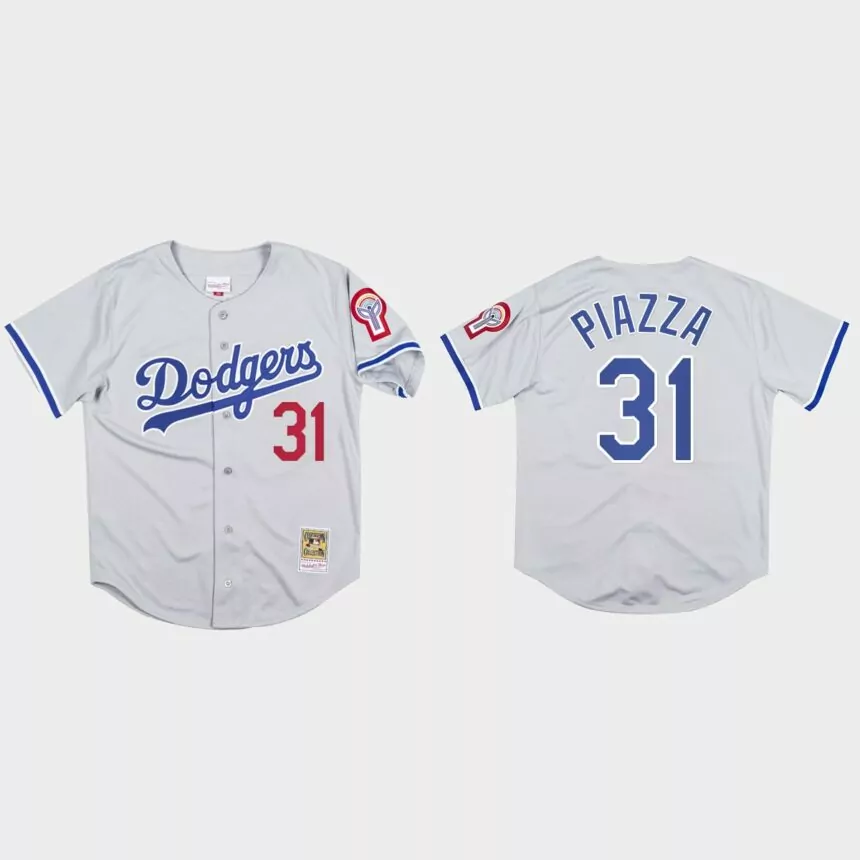 Mike Piazza #31 Los Angeles Dodgers Mitchell & Ness 1981 Authentic Jersey – Gray