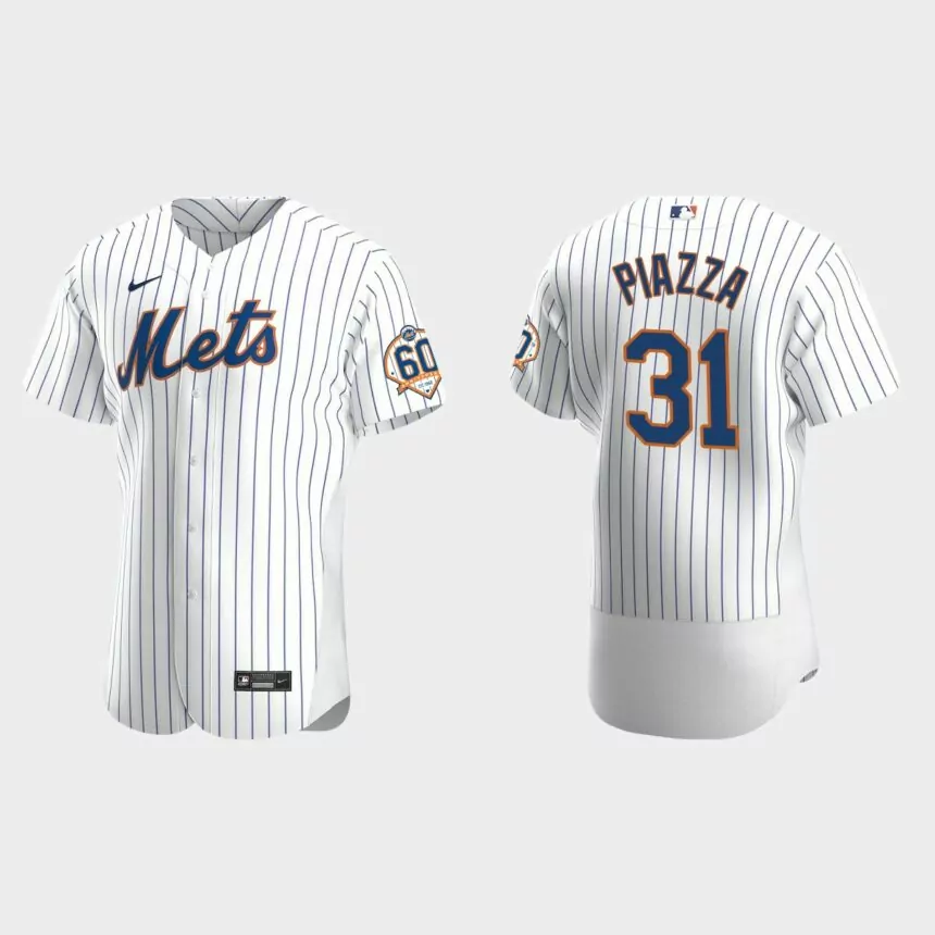 Mike Piazza New York Mets 60th Anniversary Home Authentic Jersey – White