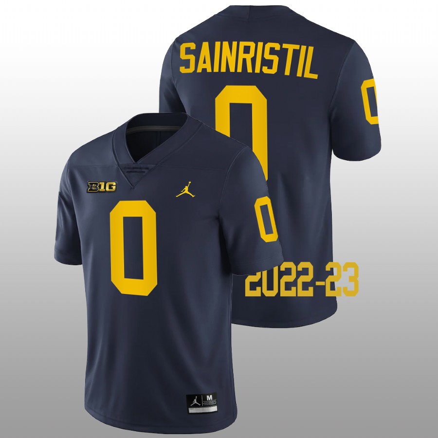 Mike Sainristil Michigan Wolverines Navy 2022-23 College Football Game Jersey 