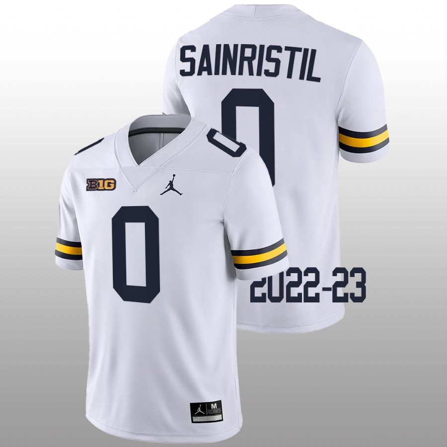 Mike Sainristil Michigan Wolverines White 2022-23 College Football Game Jersey