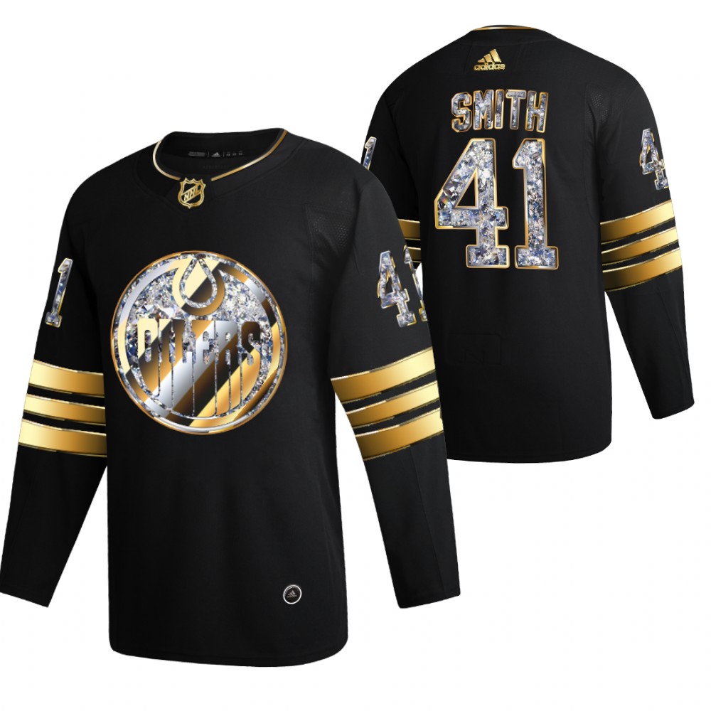 Mike Smith Oilers #41 Black Diamond Edition 2022 Stanley Cup Playoffs Jersey