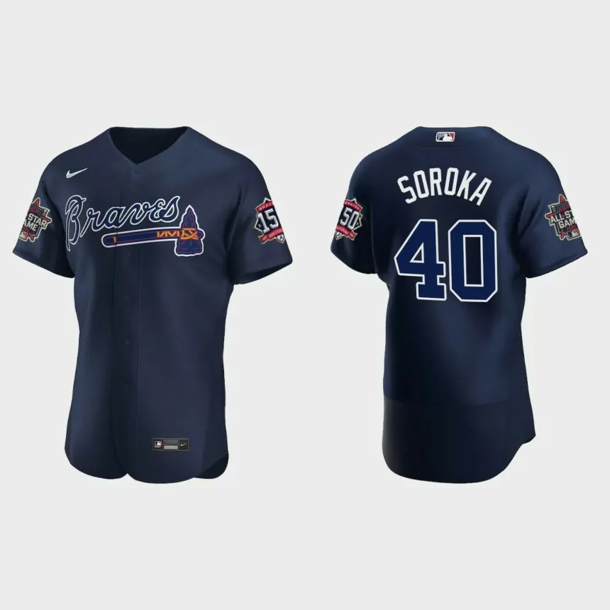 Mike Soroka #40 Atlanta Braves Authentic Alternate 2021 MLB All-Star Jersey – Navy