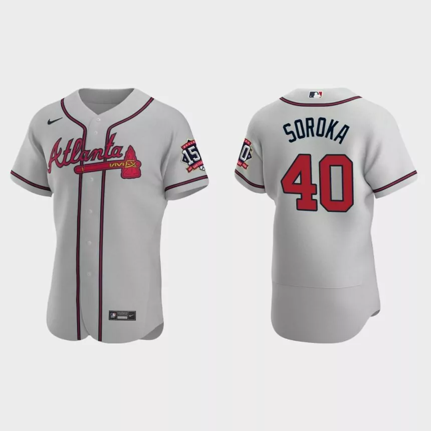 Mike Soroka Atlanta Braves 150th Anniversary World Series Jersey – Gray