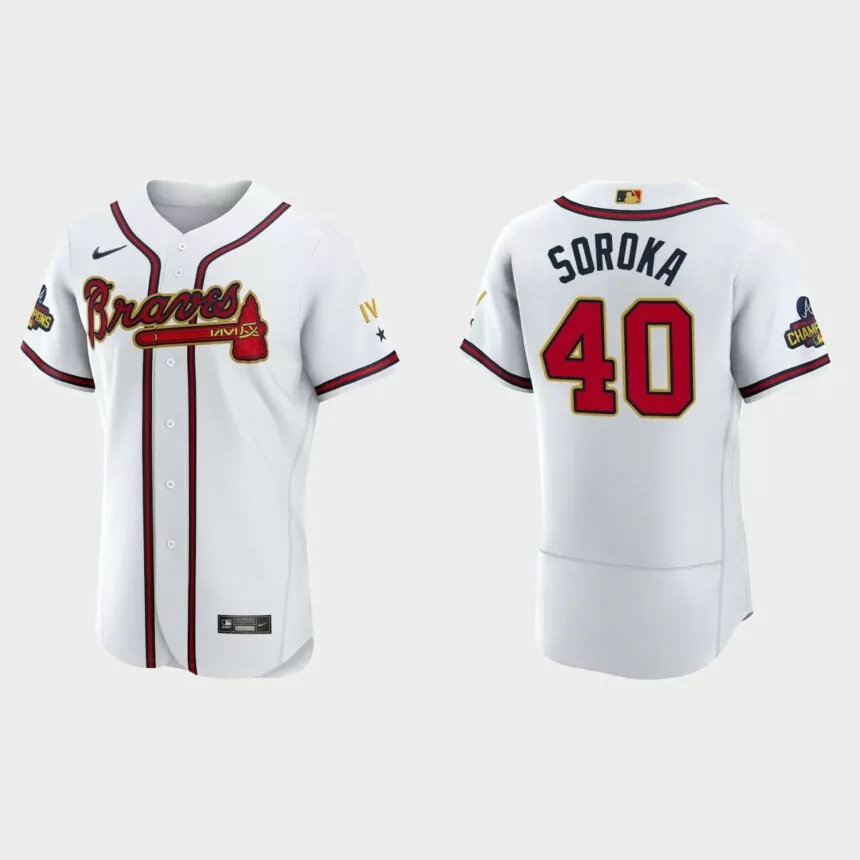 Mike Soroka Atlanta Braves 2022 Gold Program White Authentic Jersey