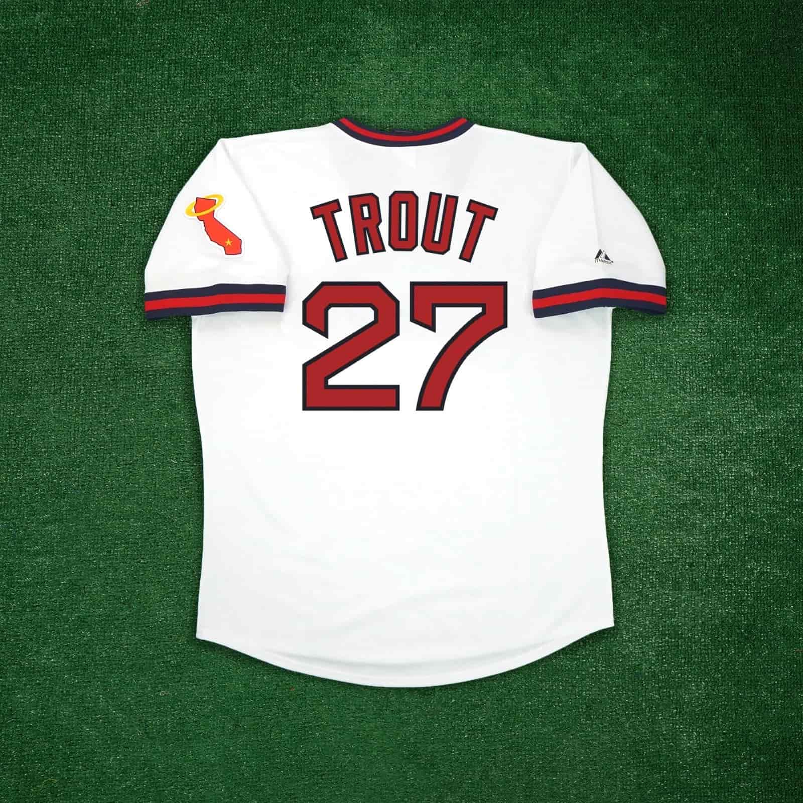 Mike Trout 1973 California Angels Cooperstown Men's Home White Jersey w Patch