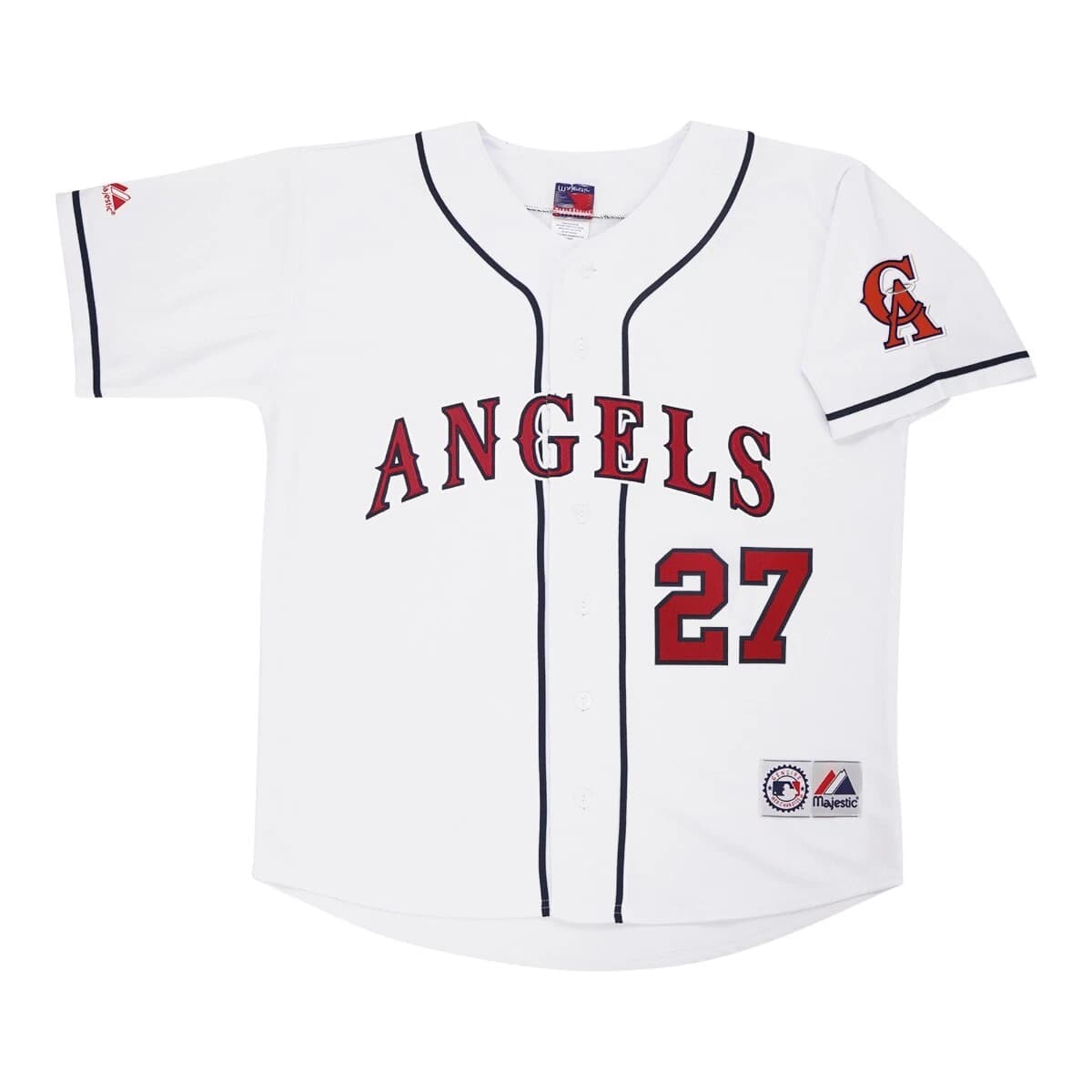 Mike Trout California Angels Men's Home White Throwback Jersey w Team Patch