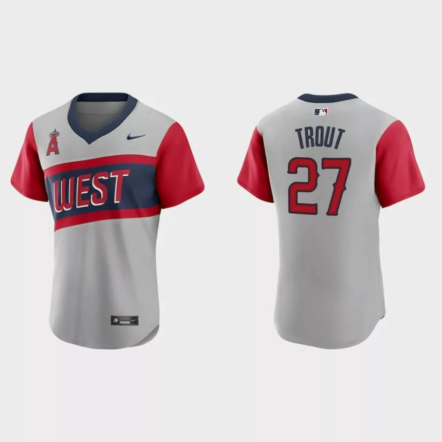 Mike Trout Los Angeles Angels 2021 Little League Classic Road Authentic Jersey – Gray