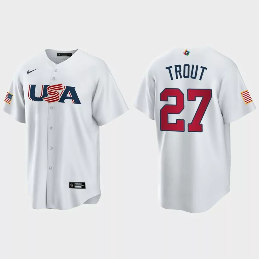 Mike Trout Los Angeles Angels 2023 World Baseball Classic USA Replica Jersey – White
