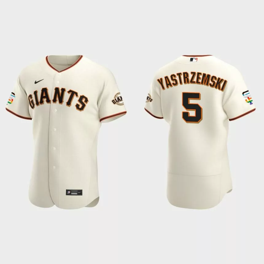 Mike Yastrzemski San Francisco Giants 2021 Pride Month Authentic Home Jersey – Cream